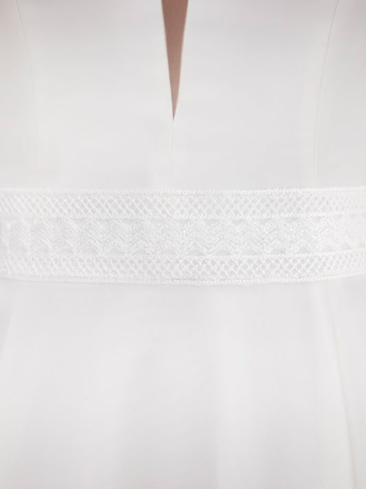 Ceinture en dentelle géométrique et tulle, 250 cm de long