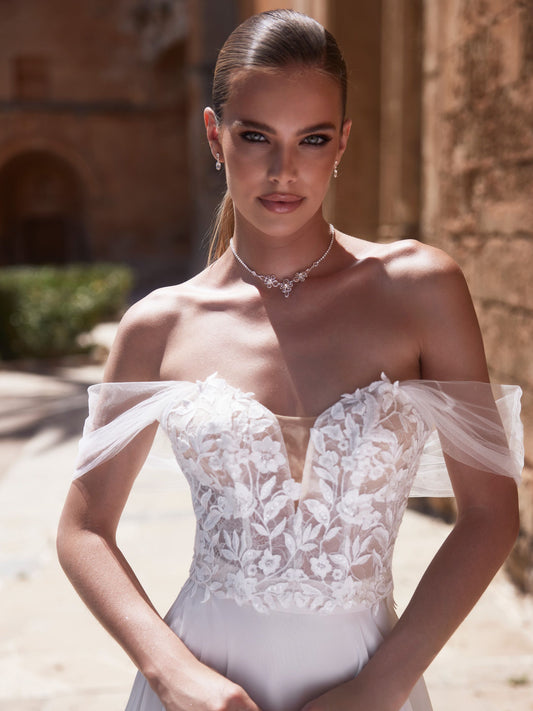 Bustier de mariée en dentelle et tulle