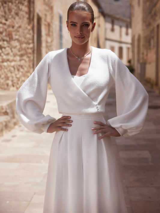 Boléro  de mariée en maille effet cachemire