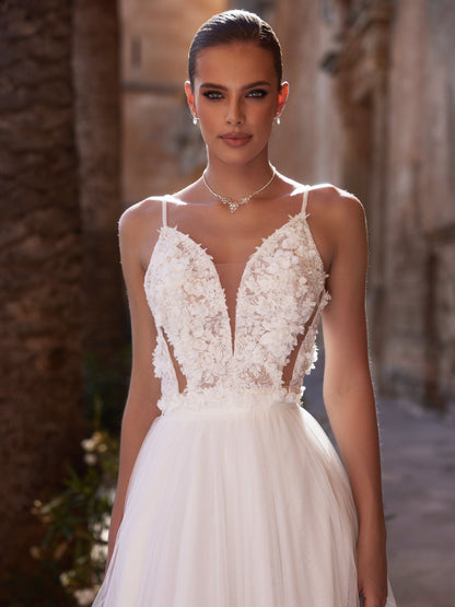 Top/bustier de mariée en tulle et dentelle